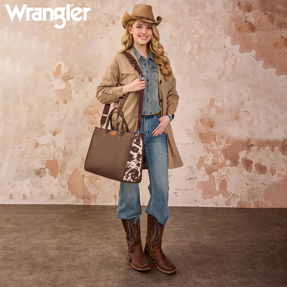 Wrangler Carry-All Large Tote Work Tote /Crossbody Coffee - Picture 2 of 6